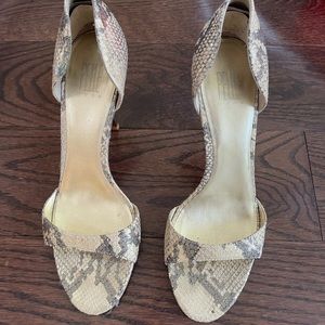 Womens evening shoes in gold python print size 10